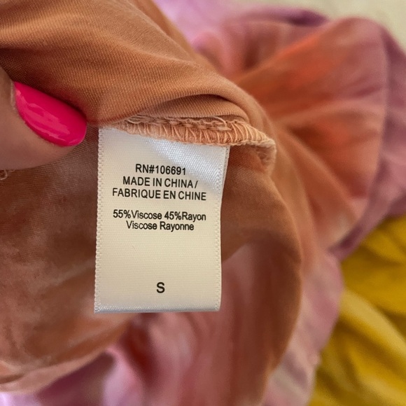 Young fabulous and broke tye dye satin asymmetrical ombré midi skirt - Picture 6 of 6